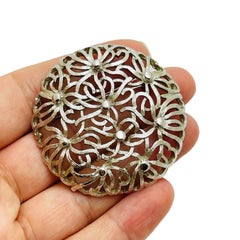 Monet signé argenté grande broche de designer