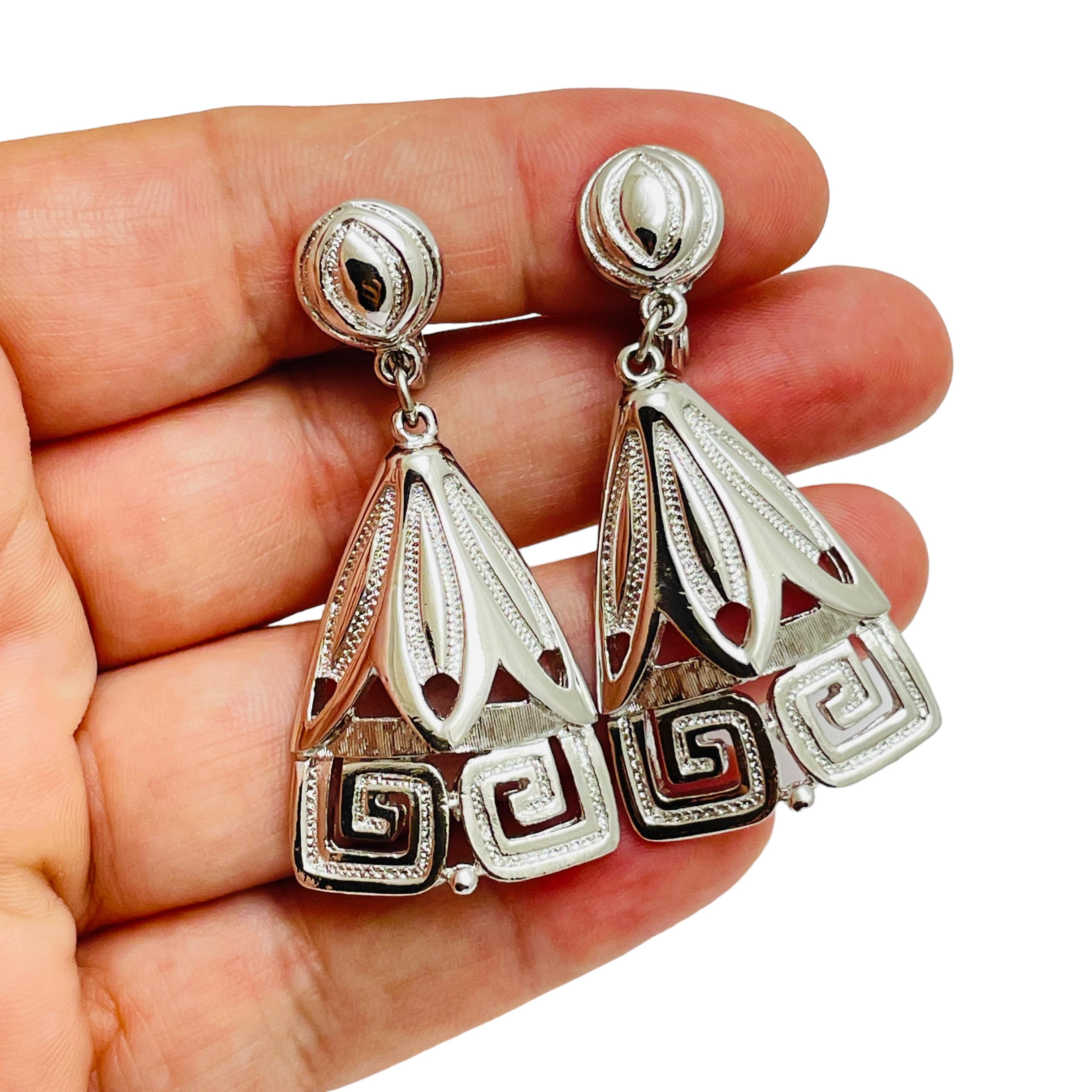 De las mujeres MONET pendientes colgantes vintage de plata de diseño con clip en venta