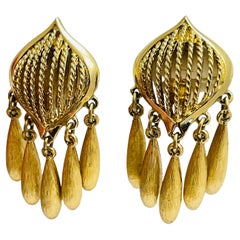 MONET pendientes de clip de diseño vintage firmados en oro