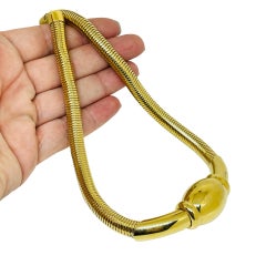 MONET signed vintage gold plated omega chain designer necklace