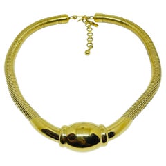 MONET signed vintage gold plated omega chain designer necklace