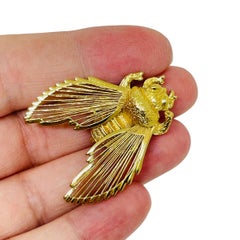 MONET signiert Vintage Gold Ton Biene Fliege Insekt figurale Designer Brosche