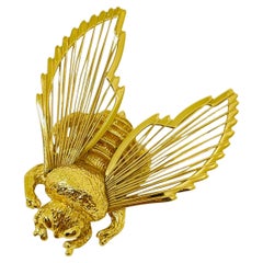 MONET signiert Vintage Gold Ton Biene Fliege Insekt figurale Designer Brosche