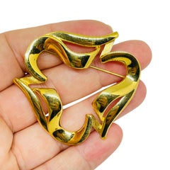 MONET signed vintage gold tone designer brooch