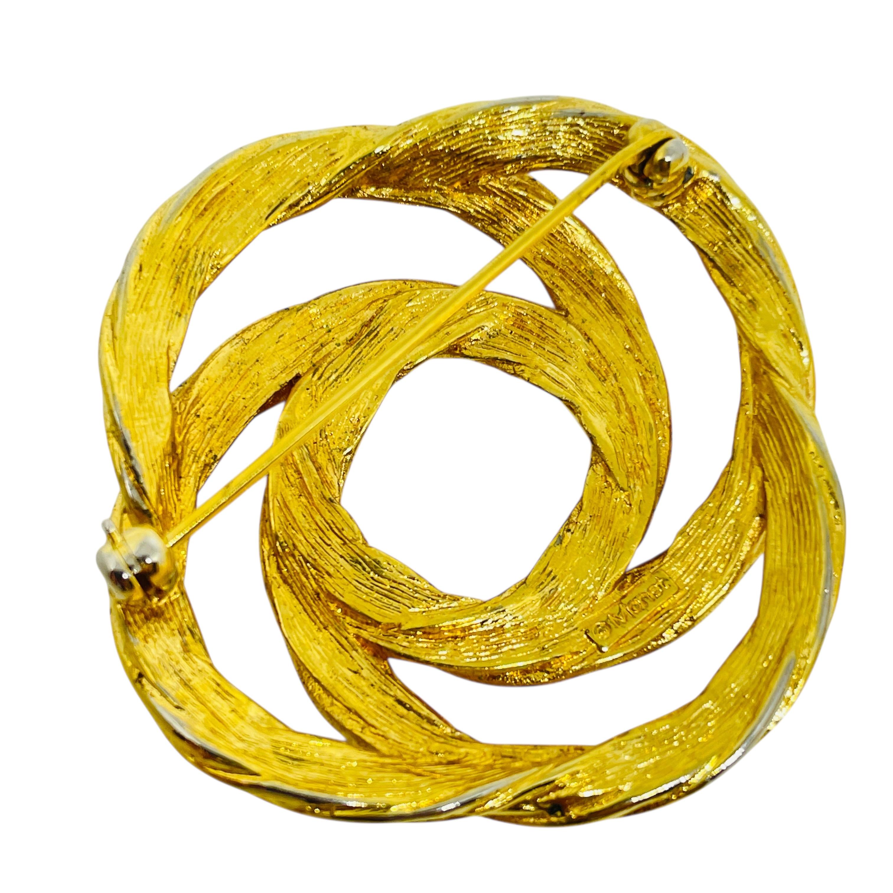 MONET broche de diseño vintage firmado en tono dorado en Bueno estado para la venta en Palos Hills, IL