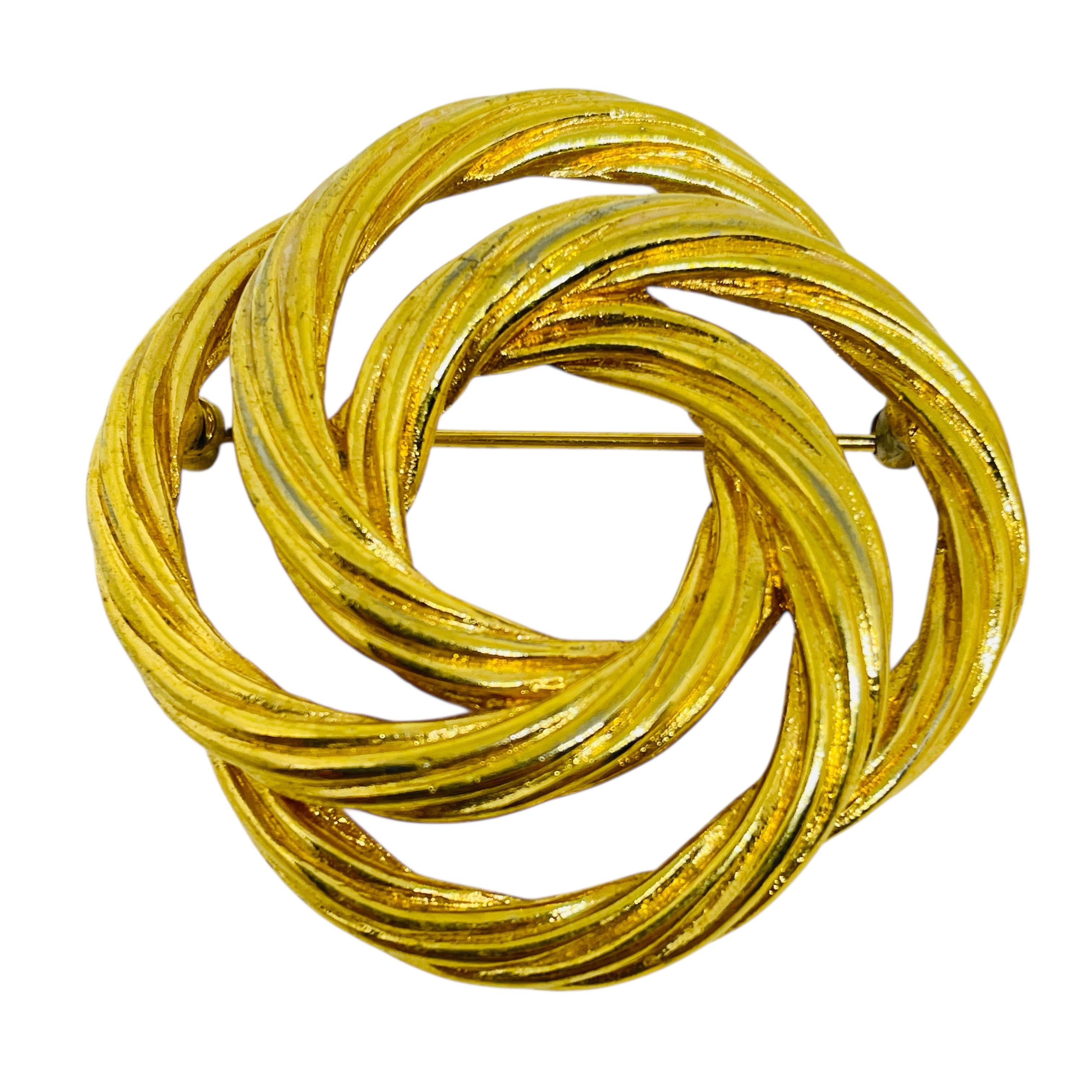 MONET broche de diseño vintage firmado en tono dorado en venta 1