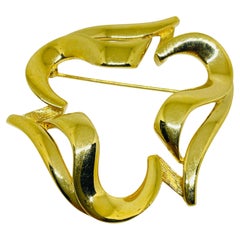 MONET signed vintage gold tone designer brooch