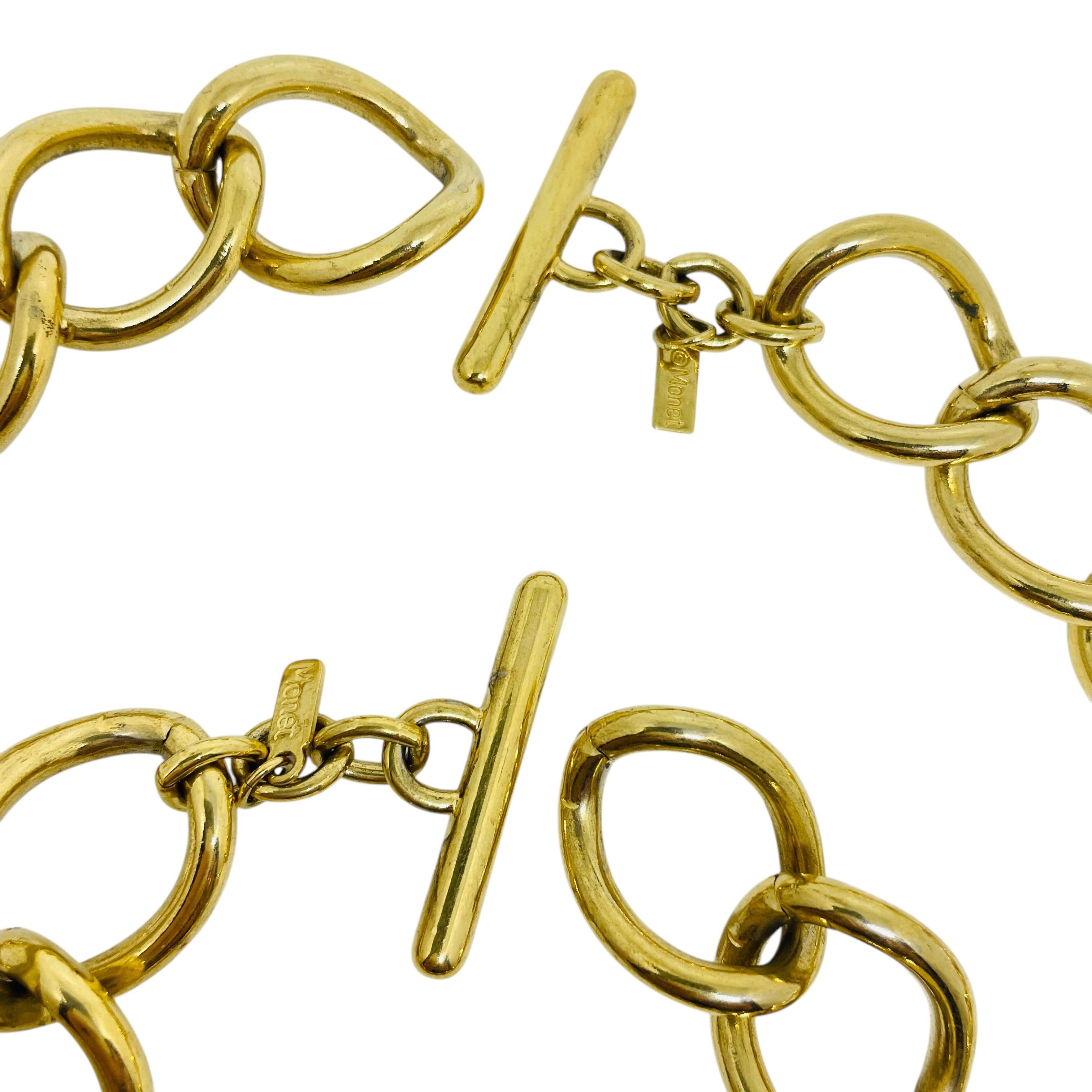 Monet firmato vintage in tonalità oro, collana bracciale di design In condizioni buone in vendita a Palos Hills, IL