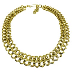 MONET signed vintage gold tone designer chain necklace