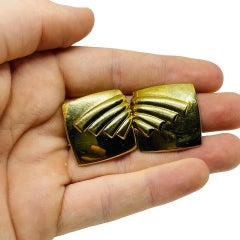 MONET signed vintage gold tone designer clip on earrings