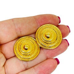 MONET signed vintage gold tone designer clip on earrings