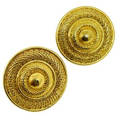 MONET signed vintage gold tone designer clip on earrings