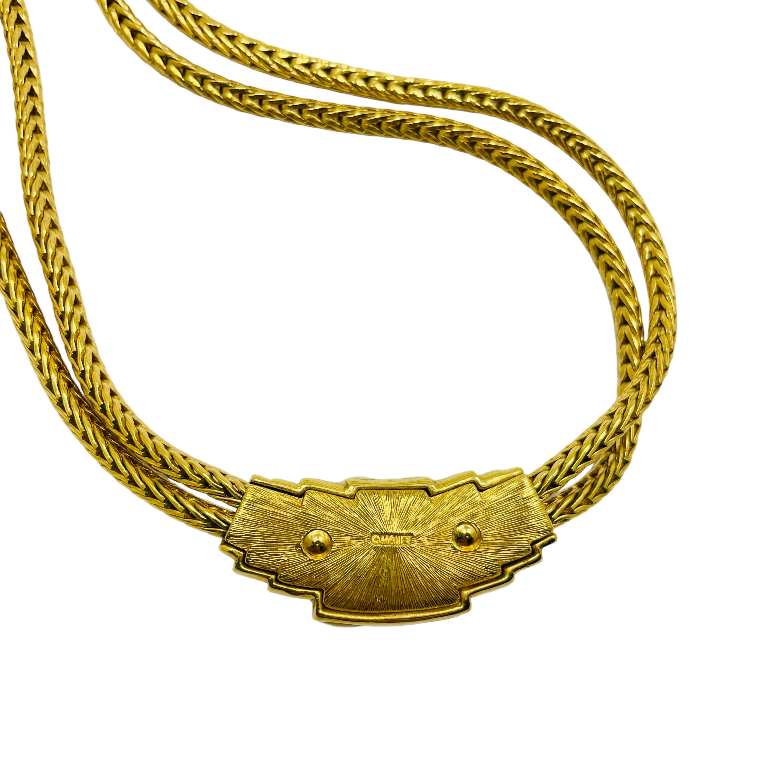 DETTAGLI

- firmato Monet

- tono oro con smalto

- collana di design vintage
  

MISURE  

-

CONDIZIONE

-  ottime condizioni vintage con minimi segni di usura 

 Sku 32

❤️❤️   GIOIELLI DI DESIGN VINTAGE   ❤️❤️

❤️❤️  ALEXANDER'S BOUTIQUE  ❤️❤️