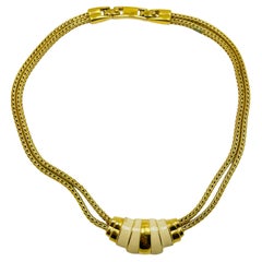 MONET signed vintage gold tone enamel designer chain necklace MONET signed vintage gold tone enamel designer chain necklace