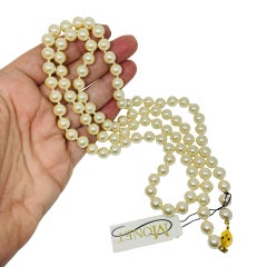 MONET signed vintage gold tone glass pearls designer necklace