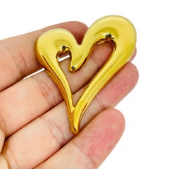 MONET signed vintage gold tone heart designer brooch