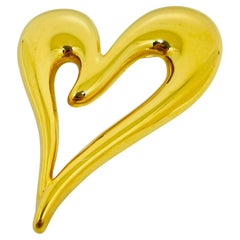 MONET signed vintage gold tone heart designer brooch