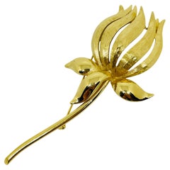 MONET signiert Vintage Gold Ton große Blume Designer Brosche