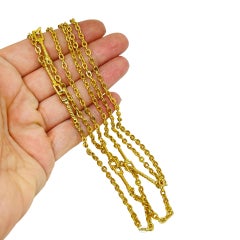 MONET signed vintage gold tone long chain designer necklace