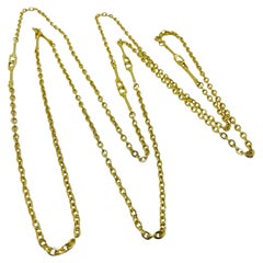 MONET signed vintage gold tone long chain designer necklace