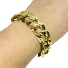 MONET signed vintage gold tone massive chain designer bracelet