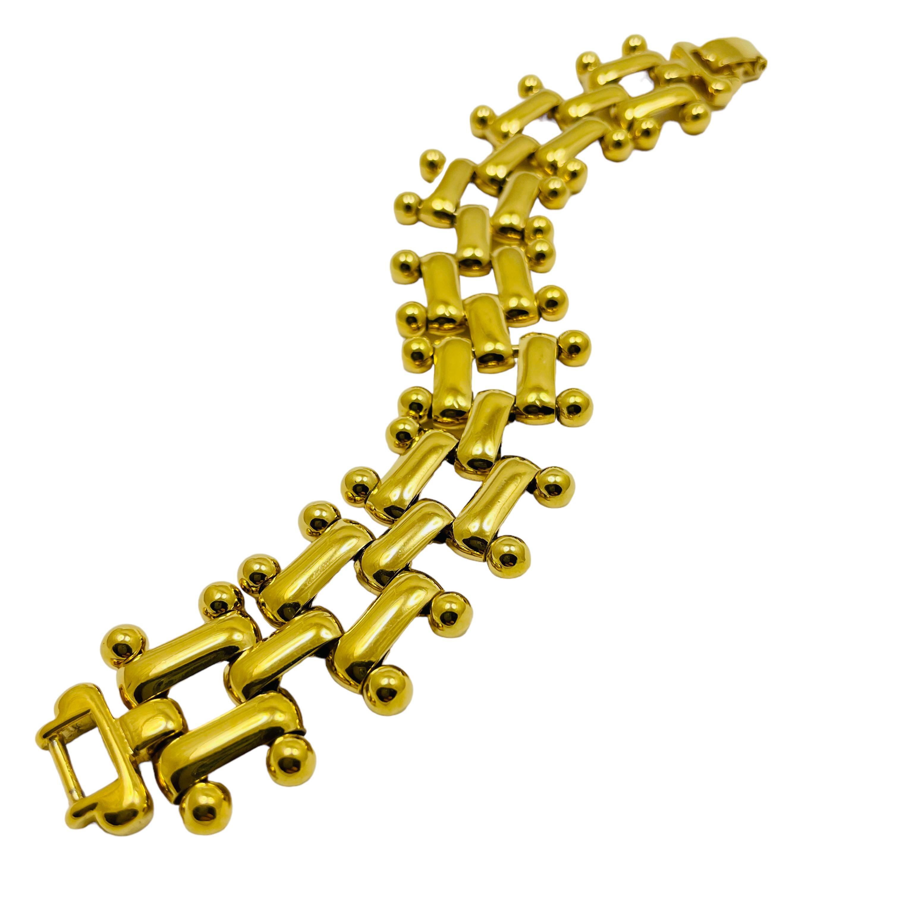 MONET signiert Vintage Goldton massive Kette Designer-Armband im Zustand „Gut“ im Angebot in Palos Hills, IL