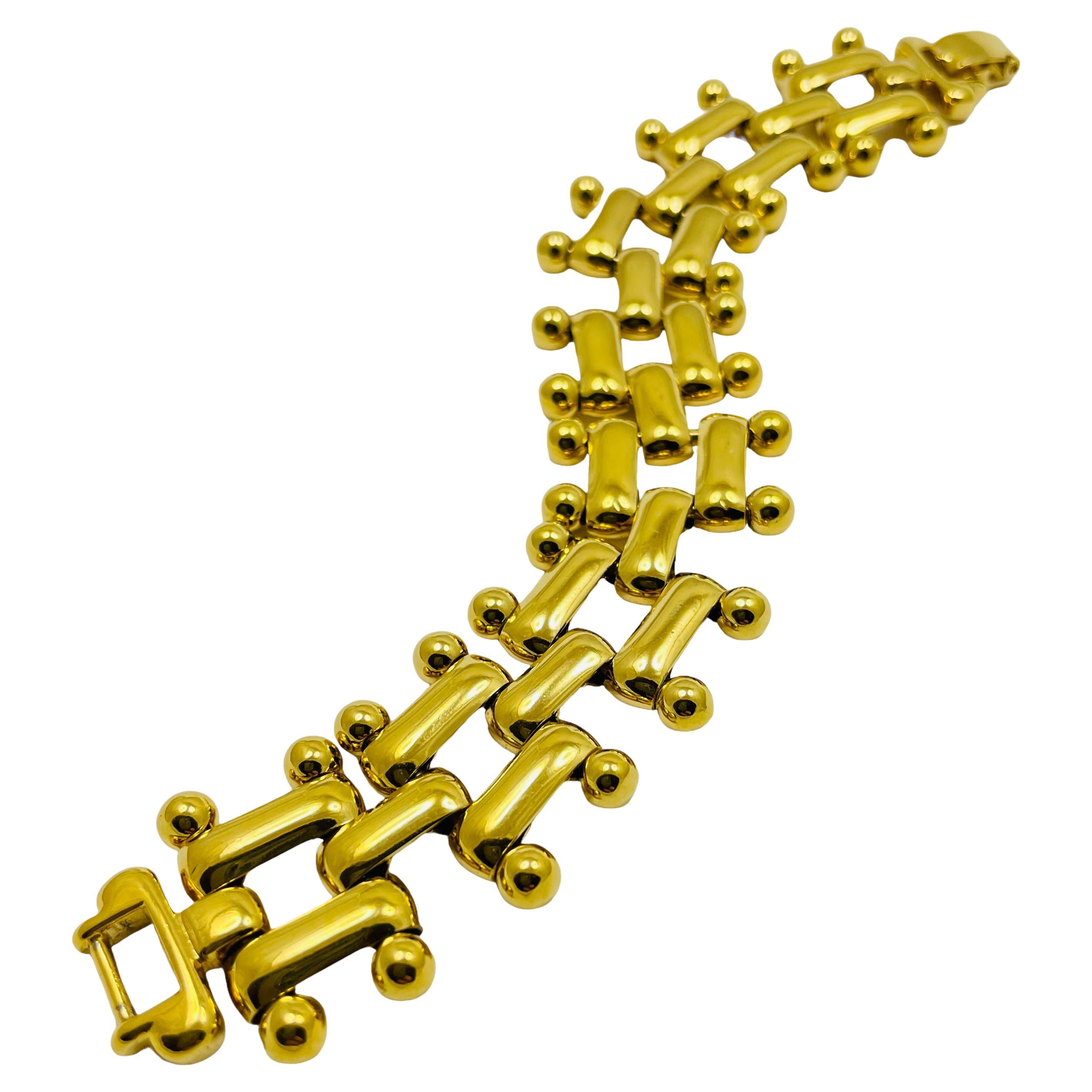 MONET signed vintage gold tone massive chain designer bracelet