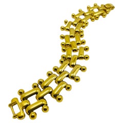 MONET signed vintage gold tone massive chain designer bracelet