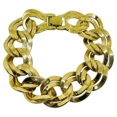 MONET signed vintage gold tone massive chain designer bracelet