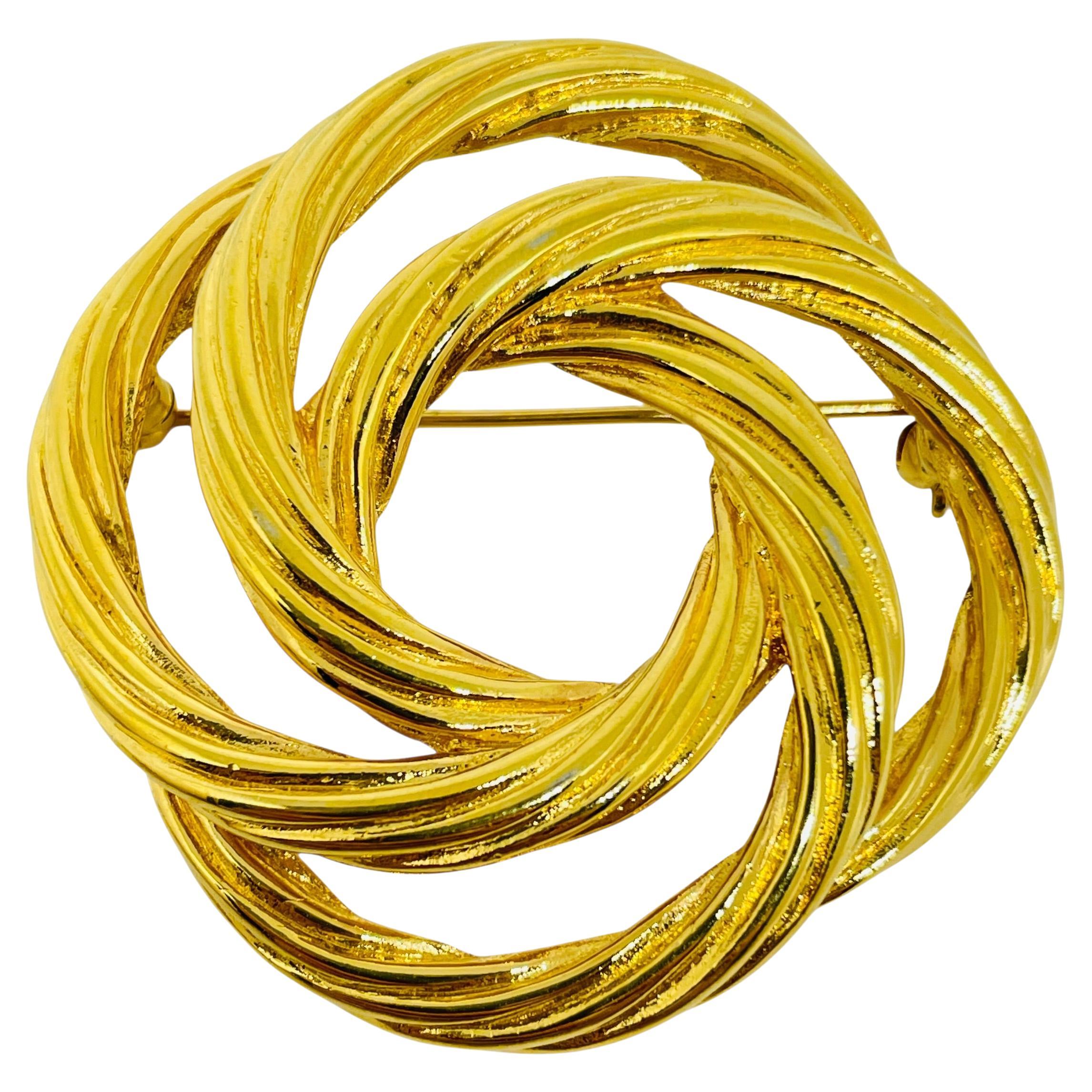 Pre-owned Monet Signed Vintage Gold Tone Massive Designer Brooch In Multi