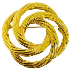 MONET signed vintage gold tone massive designer brooch