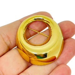MONET signed vintage gold tone modernist designer brooch