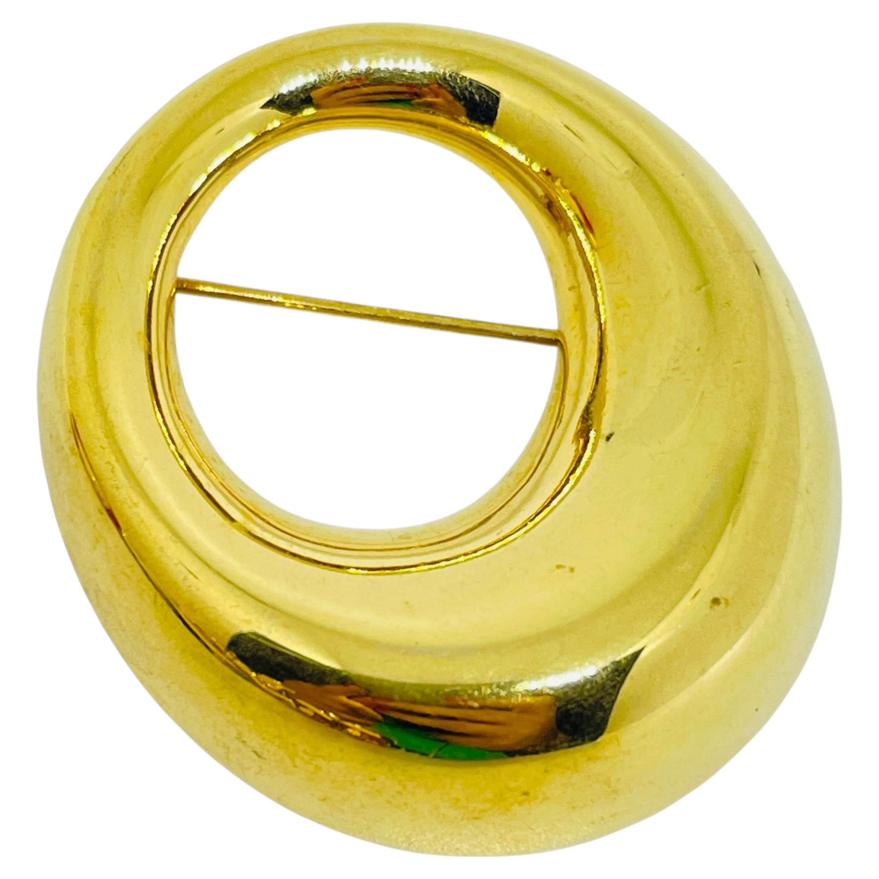 Pre-owned Monet Signed Vintage Gold Tone Modernist Designer Brooch In Multi