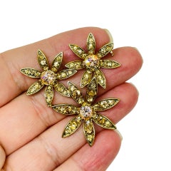 MONET signé vintage or strass fleur broche designer