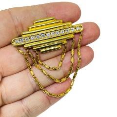 MONET signé vintage strass ton or dangle broche designer