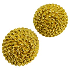 MONET pendientes de diseño en forma de espiral de cuerda en tono dorado vintage firmados