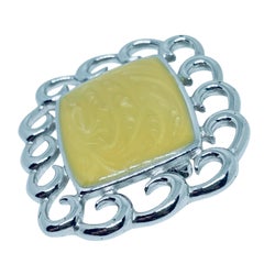 MONET signed vintage silver tone enamel modernist designer brooch