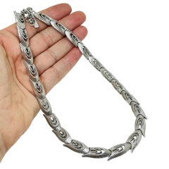 MONET collar de diseño de eslabones vintage firmado en tono plateado