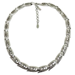 Collier de créateur MONET signé vintage à maillons en ton argenté