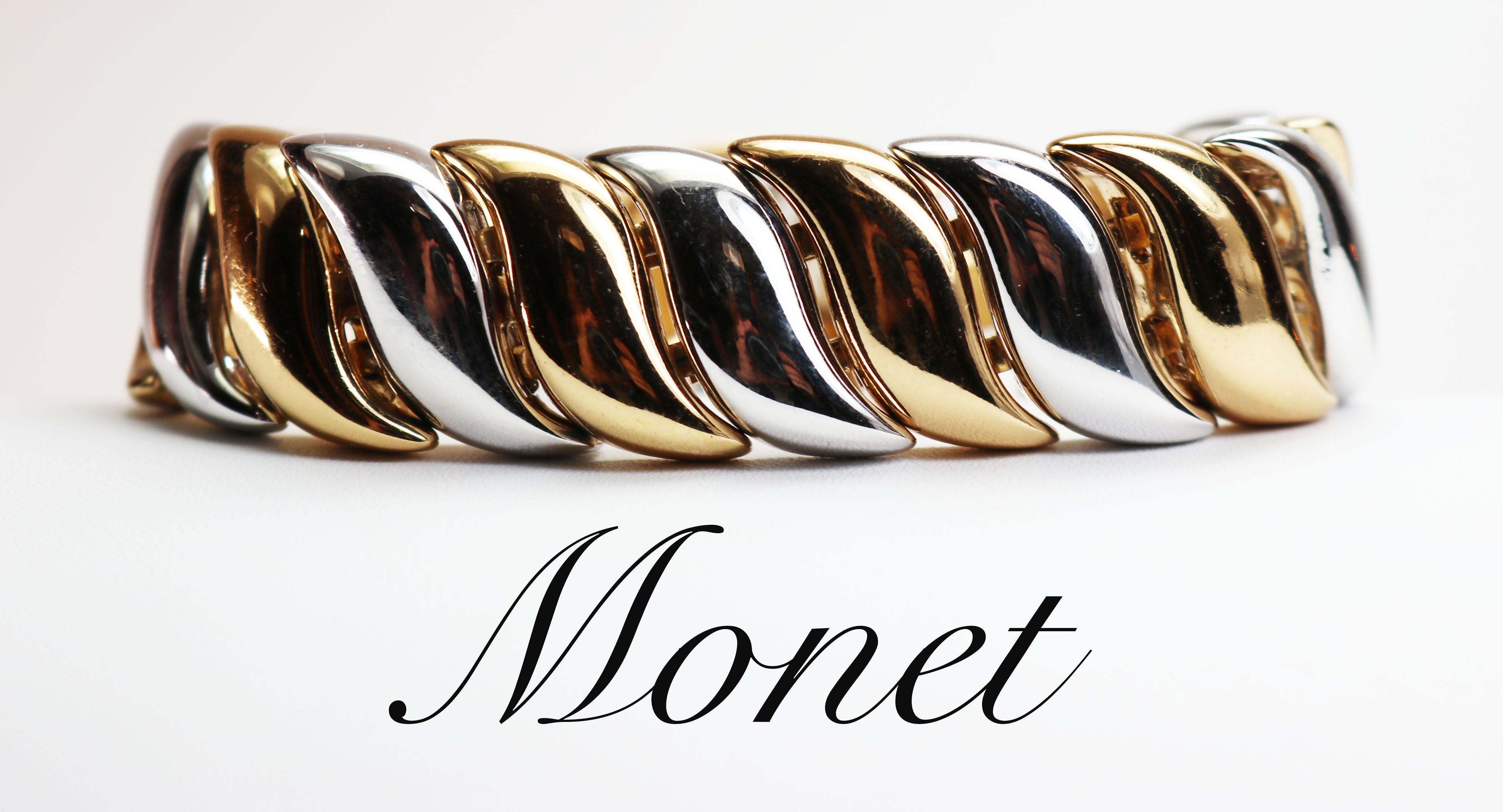 Monet Silver and Gold Bracelet For Sale 1
