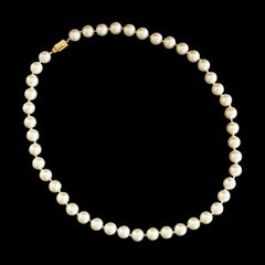MONET - Vintage 12 mm. Faux Pearl Necklace - Hand Knotted - U.S. - Circa 1980's