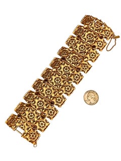 Monet Vintage Gold 1967 "Taboret" Wide Link Statement Bracelet