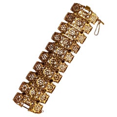 Monet Vintage Gold 1967 "Taboret" Wide Link Statement Bracelet
