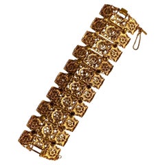 Pulsera de eslabones anchos "Taboret" Monet Vintage Gold 1967