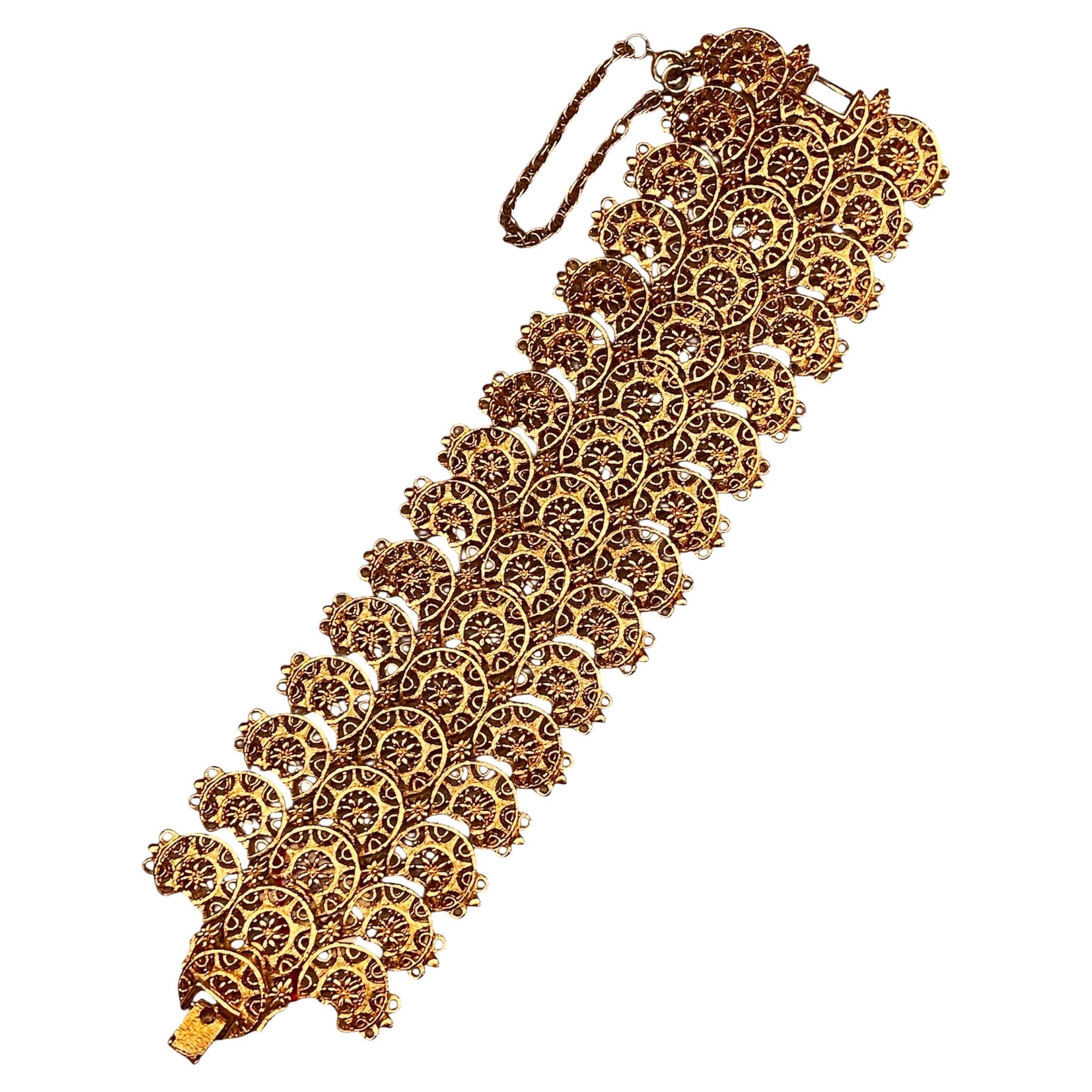 Pulsera de eslabones anchos Monet Vintage Gold 1968 "Scheherazade
