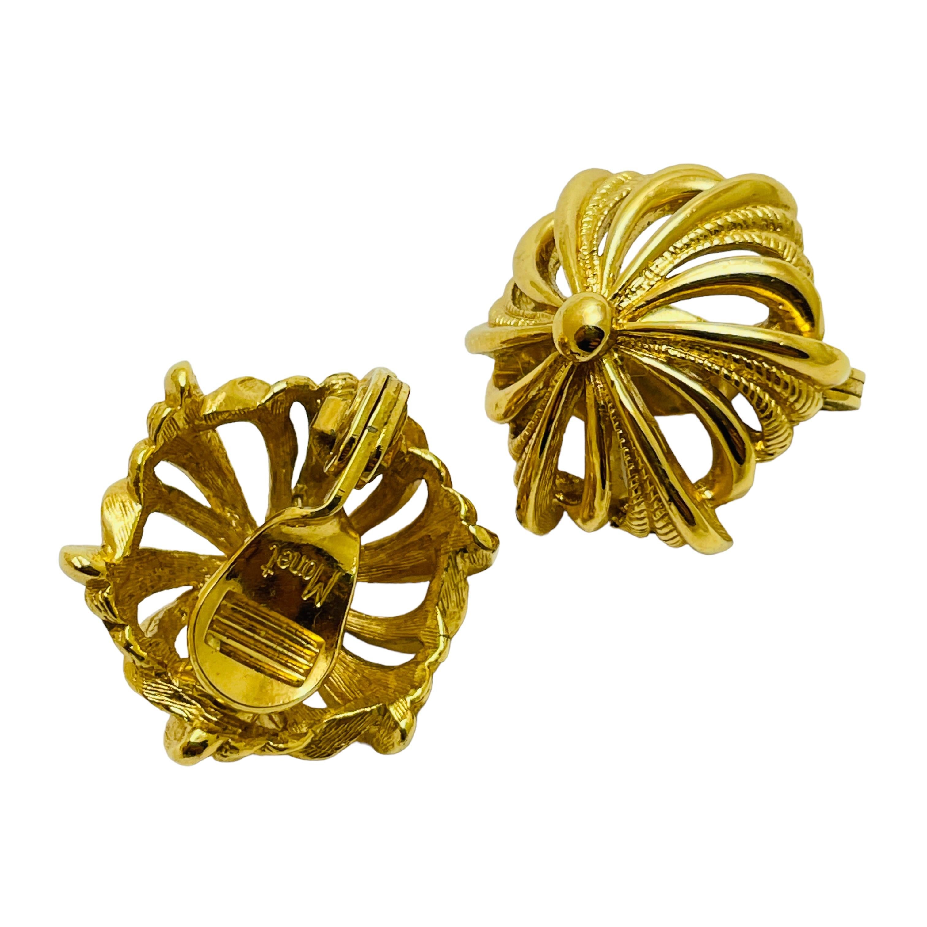 MONET pendientes de clip de diseño vintage en tono dorado en Bueno estado para la venta en Palos Hills, IL