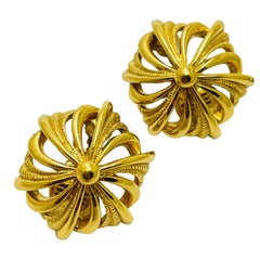  MONET Vintage gold tone designer clip on earrings