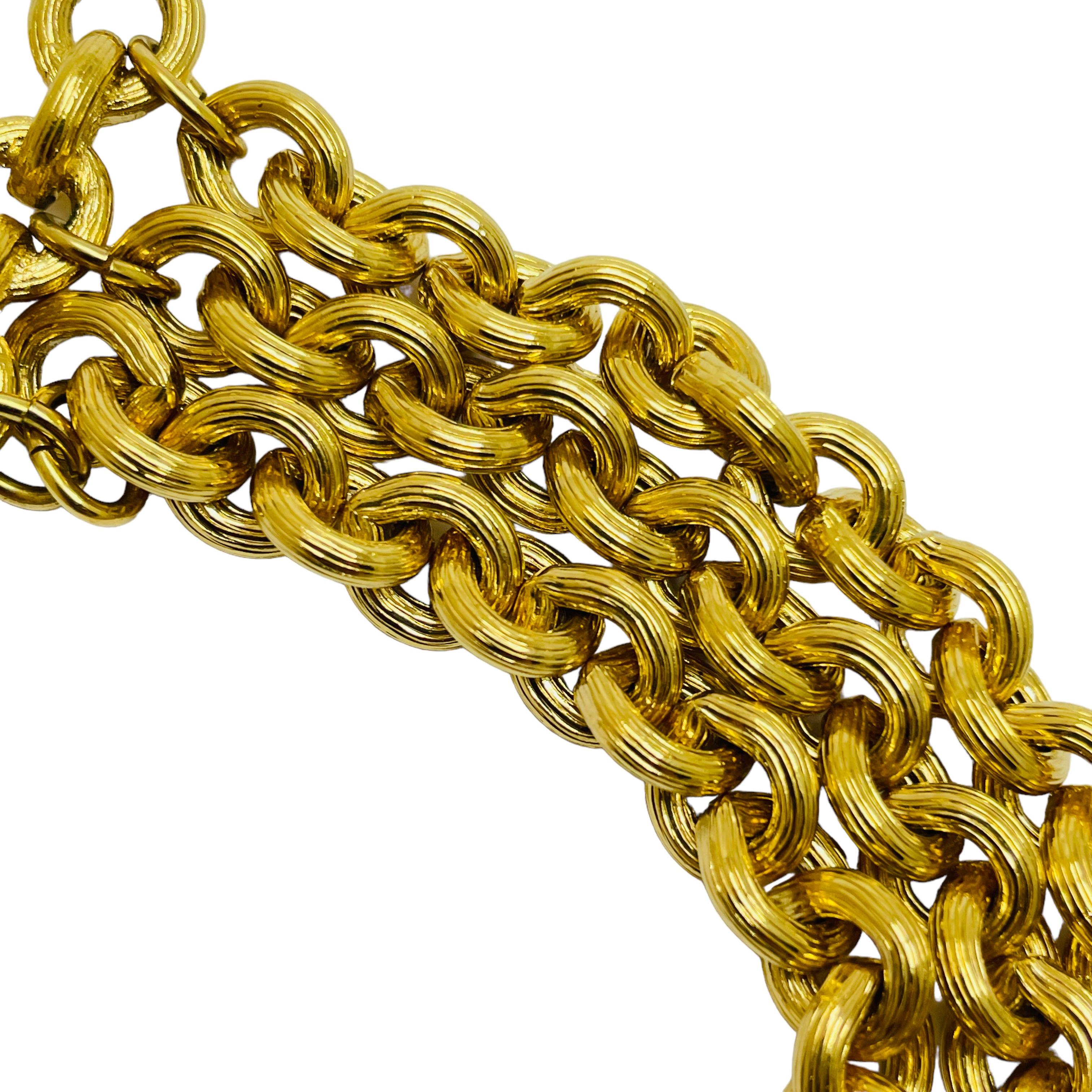 Monet, collana vintage con catena d'oro massiccia e perline di vetro di design per le passerelle in vendita 1