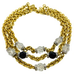 MONET vintage massive gold chain glass beads designer runway necklace