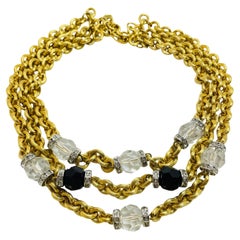Monet, collana vintage con catena d'oro massiccia e perline di vetro di design per le passerelle